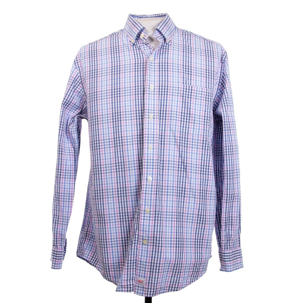 Vineyard Vines Murray Shirt Mens M Blue Purple Check Button Front‎